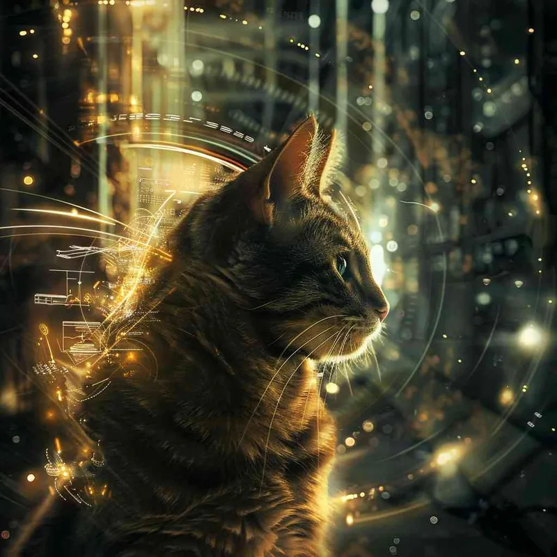 猫，科技，发光 – AI绘画作品展示 | Midjourney中文版生成