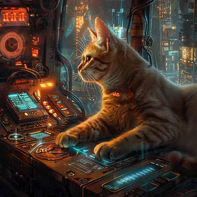猫，科技，发光 - style2部分