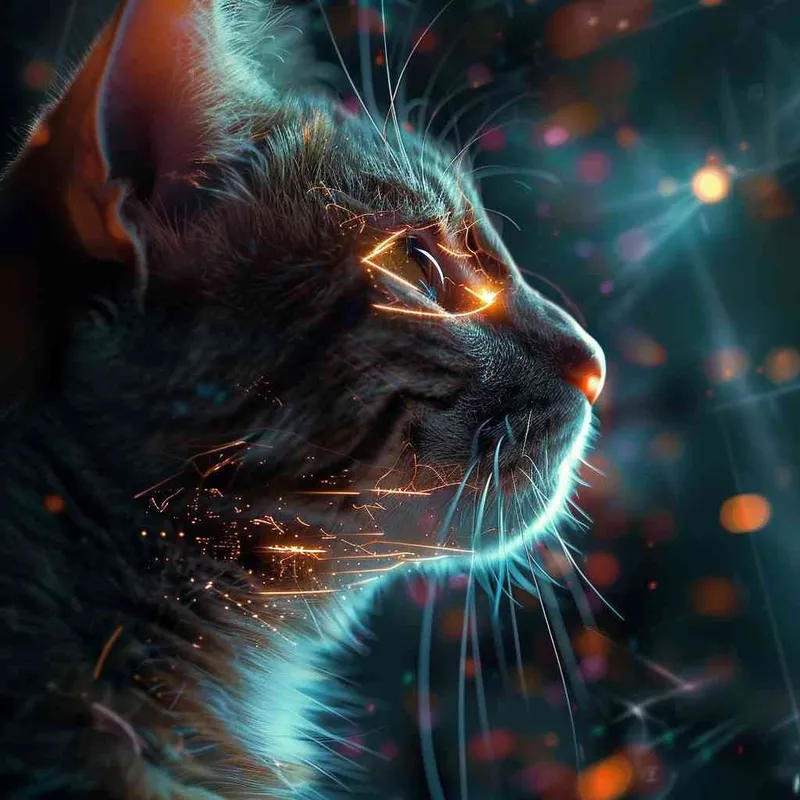 猫，科技，发光 - style3部分