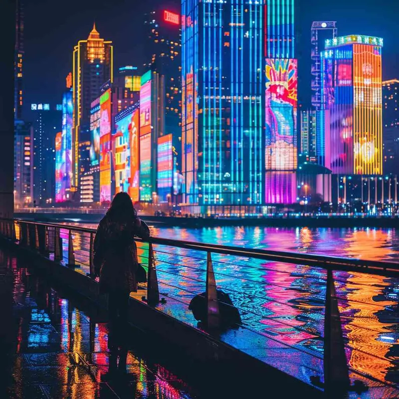 五彩斑斓，灯光，酷，夜景 - style2部分