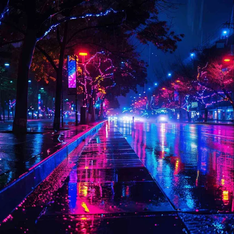 五彩斑斓，灯光，酷，夜景 - style3部分