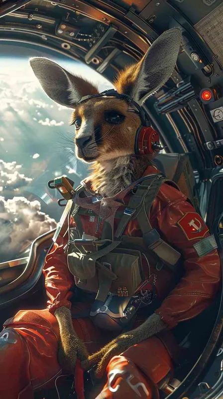  a kangaroo in a Soviet suit, the angel is realisticly with, by Katsuhiro Otomo, Yoshitaka Amano, and Artgerm. 4k, masterpiece, high detail, 8k, saturated colors - style4部分