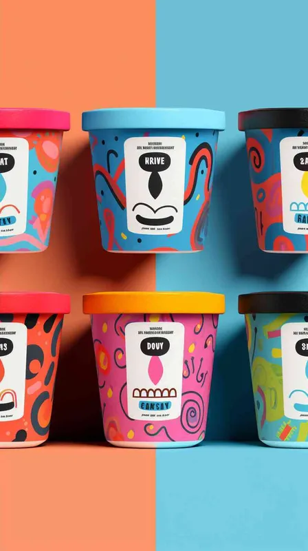 design a yogurt packaging, Picasso style, bright  - style2部分