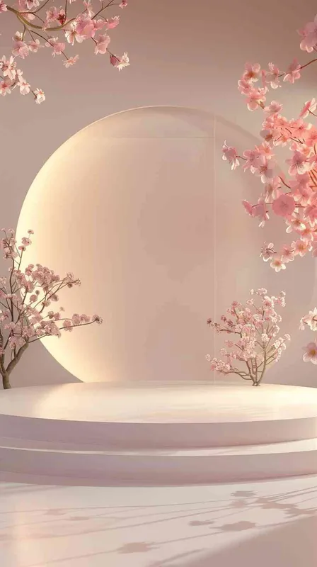 Empty stage design, commerce products, Has an elegant ambiance with flowers and circular apertures, minimalist background, environment, Octane Render  - style3部分