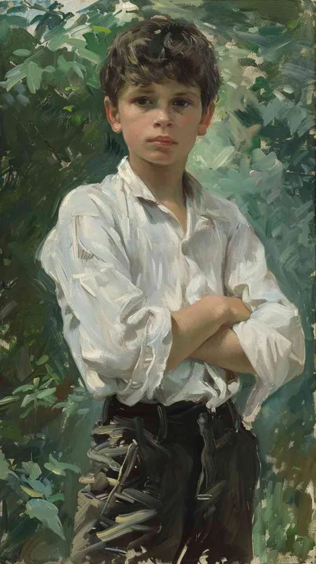 impressionism, A teenager boy in white shirt, by Oscar-Claude Monet and Studio Ghibli--ar 3:4 - AI绘画作品展示 | Midjourney中文版生成