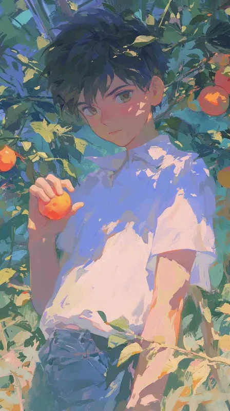 impressionism, A teenager boy in white shirt, by Oscar-Claude Monet and Studio Ghibli - style2部分