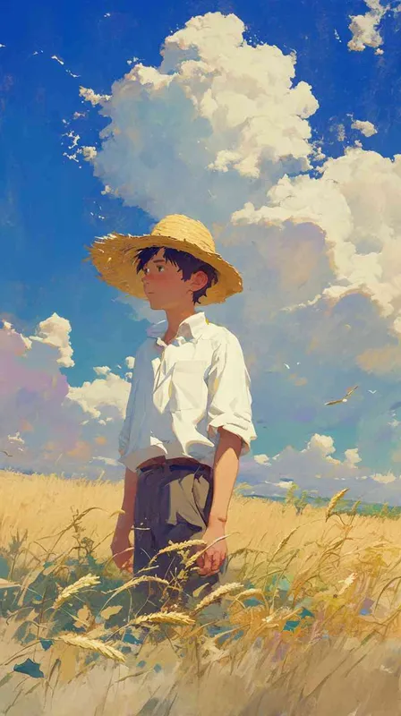 impressionism, A teenager boy in white shirt, by Oscar-Claude Monet and Studio Ghibli - style3部分
