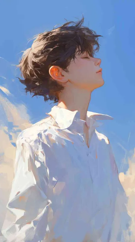 impressionism, A teenager boy in white shirt, by Oscar-Claude Monet and Studio Ghibli - style4部分