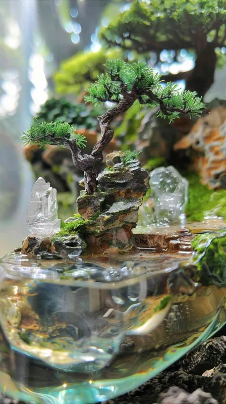 Chinese punk 中国朋克
traditional Chinese landscape style 传统山水风格
miniature sculpture style 微型雕塑风格
crystal made 水晶制作
surreal details 超现实的细节 - style2部分