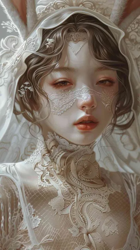Bunny, Korea face,delicate face, lace transparent, lace skirt,Real-life photography, realistic, fantasy, intricate, elegant, highly detailed, digital painting, artstation, concept art, smooth, sharp focus, illustration, art by artgerm and greg rutkowski and alphonse mucha - style2部分