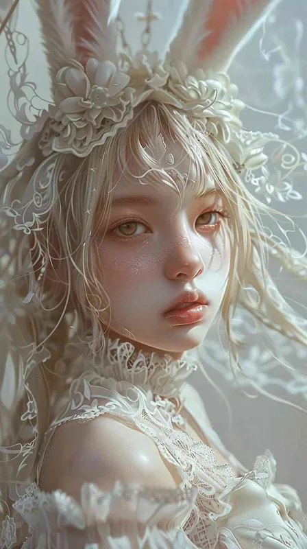 Bunny, Korea face,delicate face, lace transparent, lace skirt,Real-life photography, realistic, fantasy, intricate, elegant, highly detailed, digital painting, artstation, concept art, smooth, sharp focus, illustration, art by artgerm and greg rutkowski and alphonse mucha - style4部分