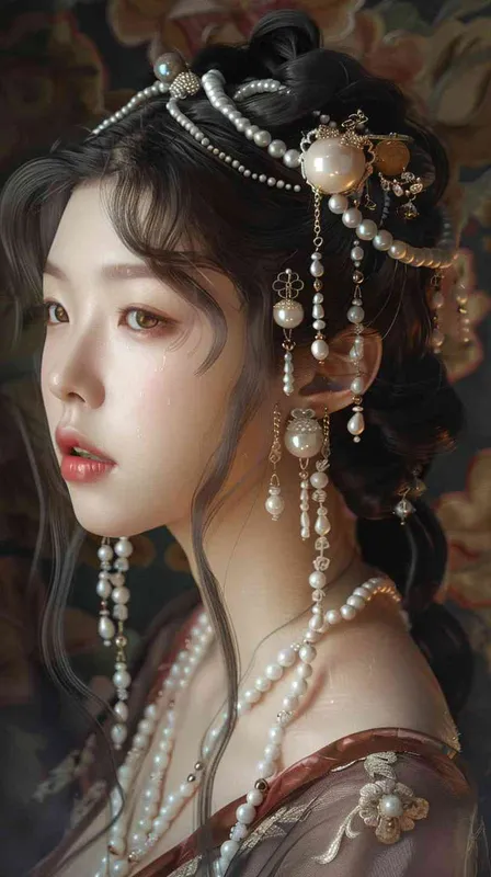 Korean, stunning beauty,with pearl ornaments on her body, – AI绘画作品展示 | Midjourney中文版生成