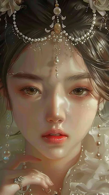 Korean, stunning beauty,with pearl ornaments on her body, - style2部分