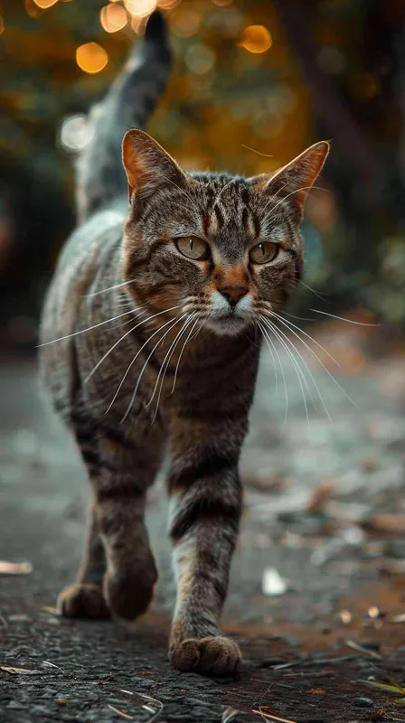a cat walking facing in front, realistic - style1部分