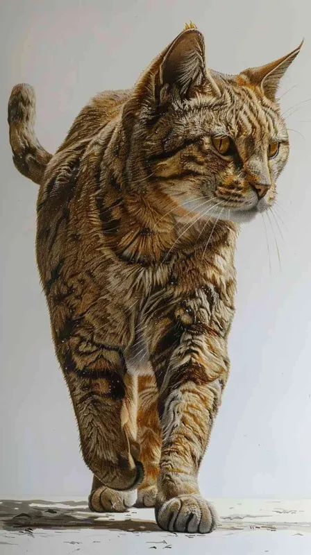 a cat walking facing in front, realistic - style4部分