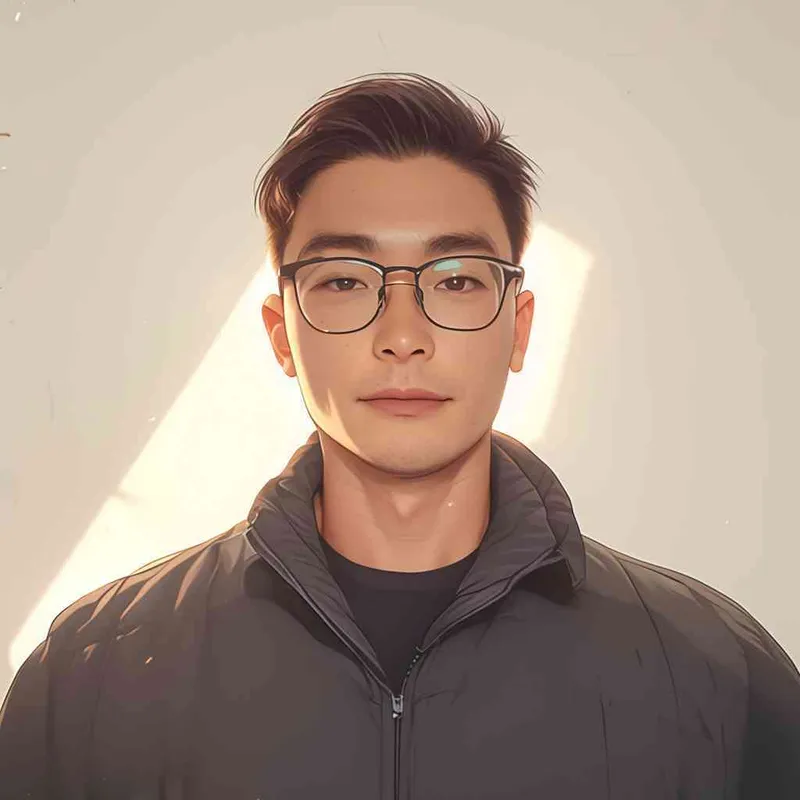 30岁，中国面孔，男，戴眼镜，正面，可爱，温柔，爱心，温暖 - style2部分