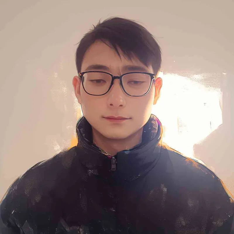 30岁，中国面孔，男，戴眼镜，正面，可爱，温柔，爱心，温暖 - style3部分