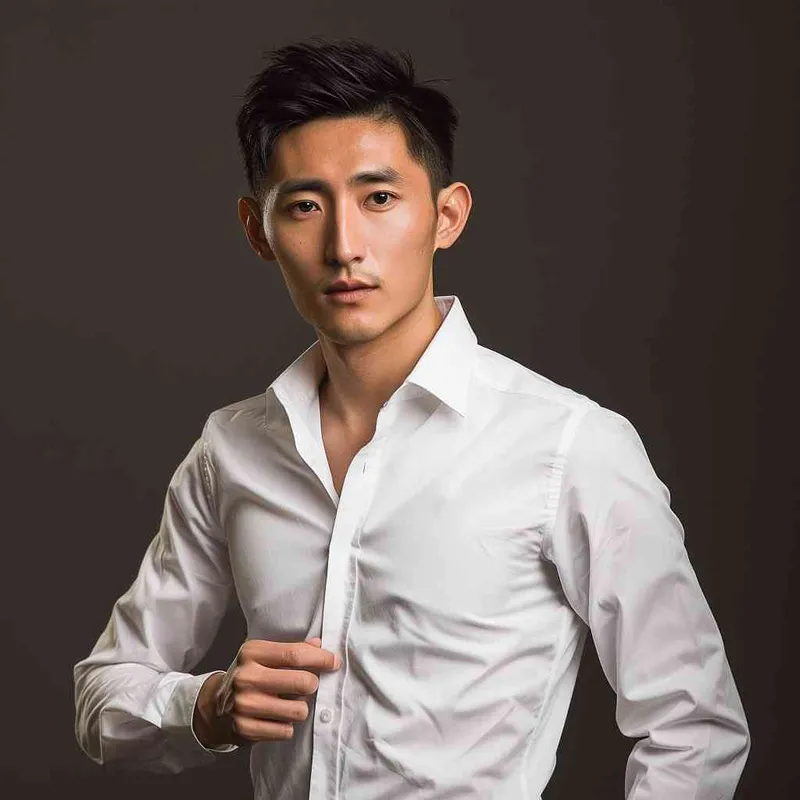 正派，阳光，清爽，干净的中国男人，穿着白衬衣的正装标准照 - style3部分