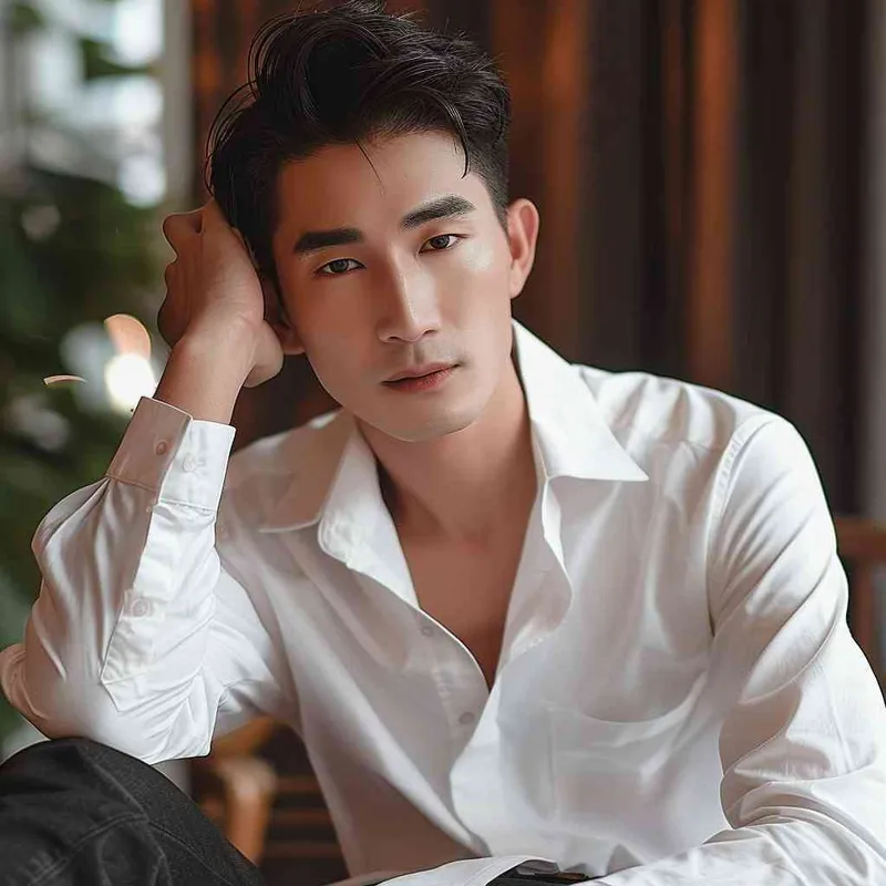 正派，阳光，清爽，干净的中国男人，穿着白衬衣的正装标准照 - style4部分