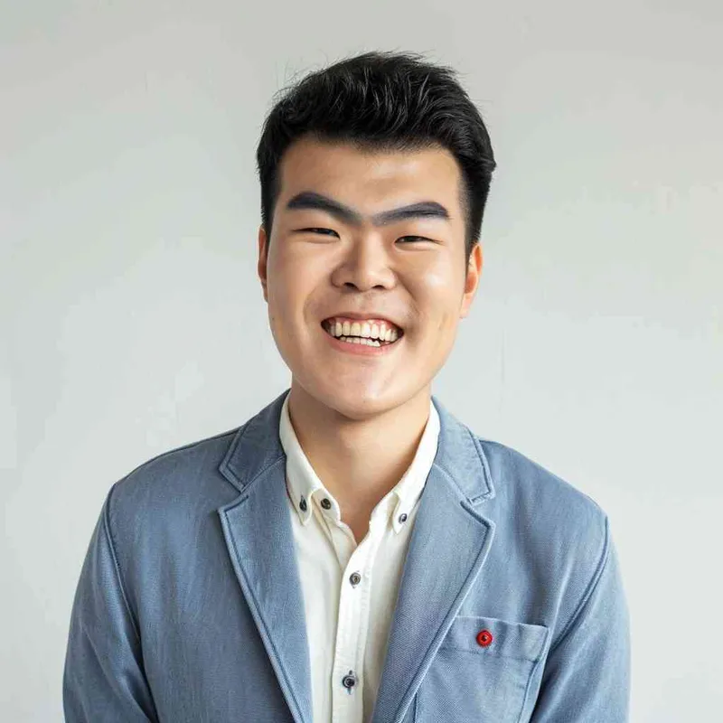 Happy expression, white background, natural lighting, wearing suit --ar 1:1 --iw 0.53 --v 6.0 --cref https://s.mj.run/22UAr7E-O2U  - style4部分
