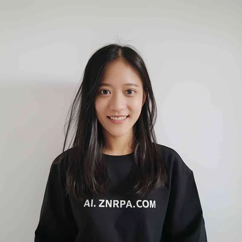 A Chinese girl with long black hair and a dark long-sleeved round-neck T-shirt with 