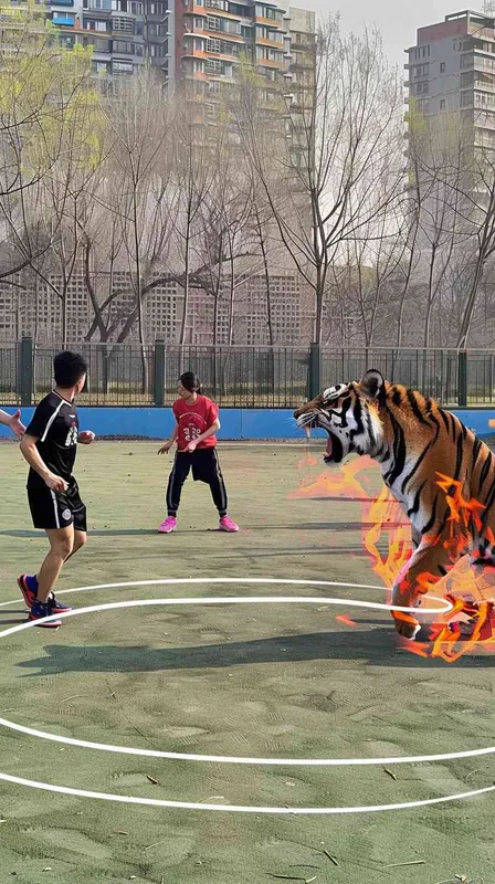 将图片https://bpic.588ku.com/element_pic/22/12/25/667fa1ee6285e6e11d760aea2976a7c5.jpg 融和道参考图中，老虎向右侧大吼 - style1部分