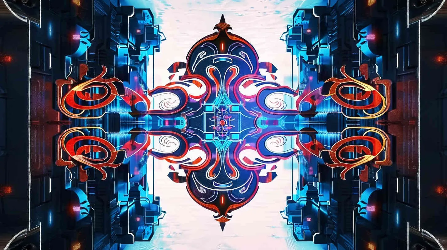 中国传统纹样做设计元素构建元宇宙场景，大场景，未来感，赛博朋克 - style2部分