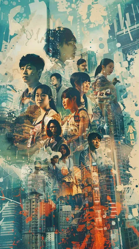 Anniversary poster design, campus students, modern to future, artistic sense, stylized. Full Length Shot(FLS),Front view --ar 9:16 --v 6.0 (fast) - style2部分
