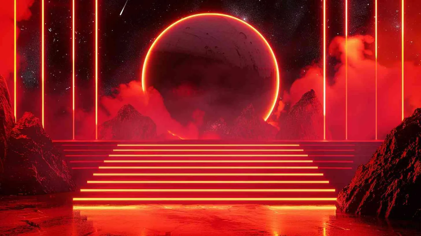 红色的音乐会舞台，时尚潮流，宇宙漫步，科技感 - style3部分