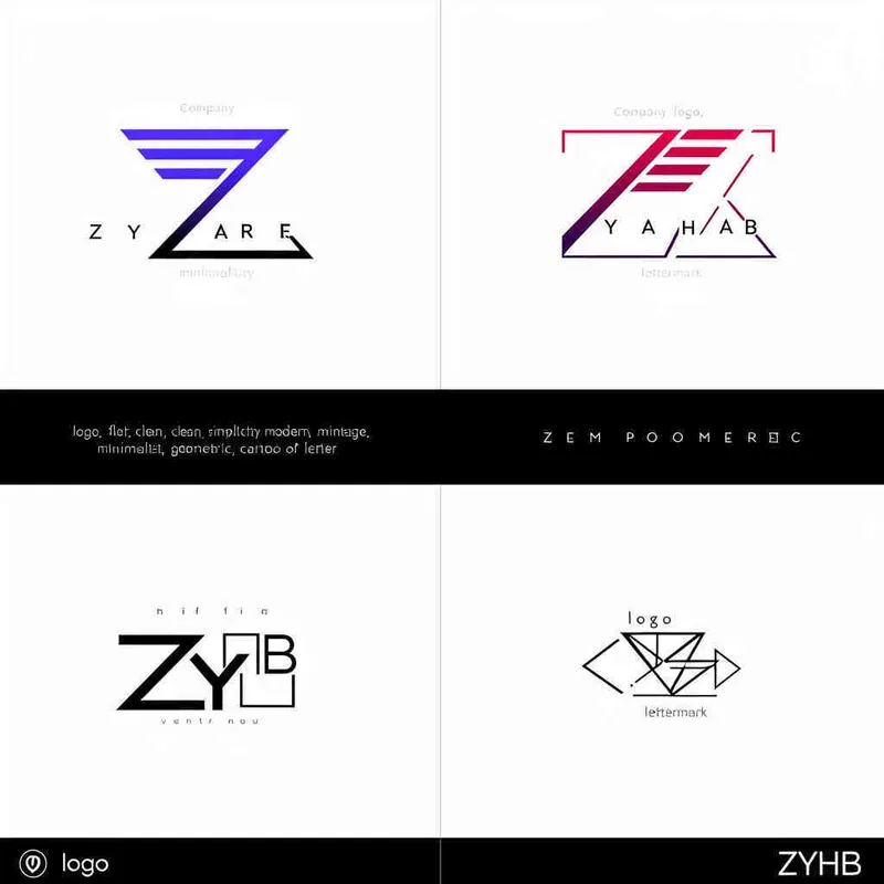 Company logo, flat, clean, simplicity modern, minimalist, vintage, cartoon, geometric, lettermark logo of letter ZYHB  - style2部分