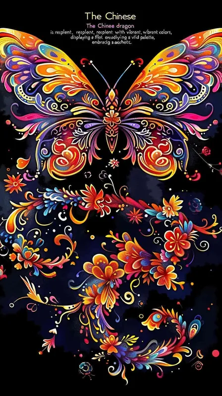 中国生效龙，色线艳丽，富贵，色彩明快，扁平风格 - style3部分