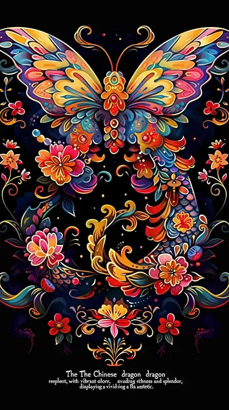 中国生效龙，色线艳丽，富贵，色彩明快，扁平风格 - style4部分