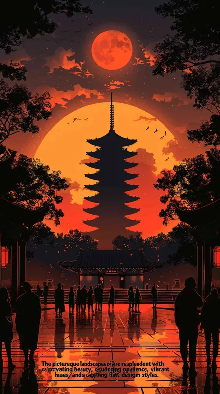 中国生效马，色线艳丽，富贵，色彩明快，扁平风格 - style1部分