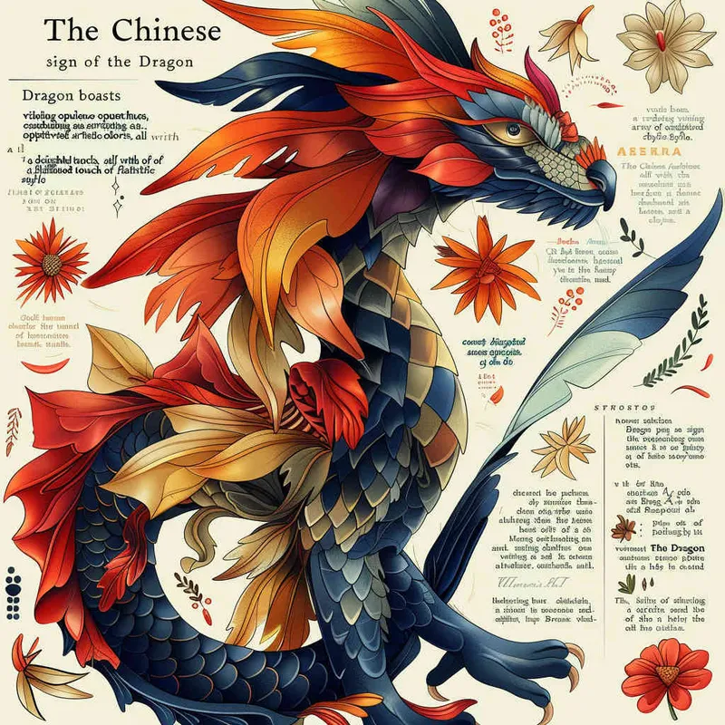 中国生肖龙，色线艳丽，富贵，色彩明快，扁平风格 - style2部分