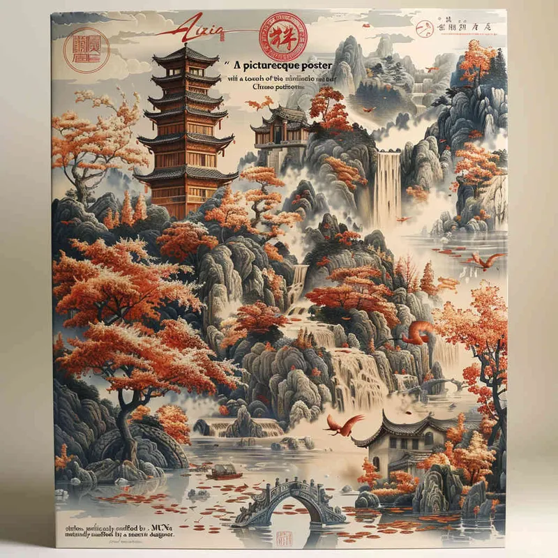 穆夏风格的插画海报，中国传统纹样，大师设计 - style1部分