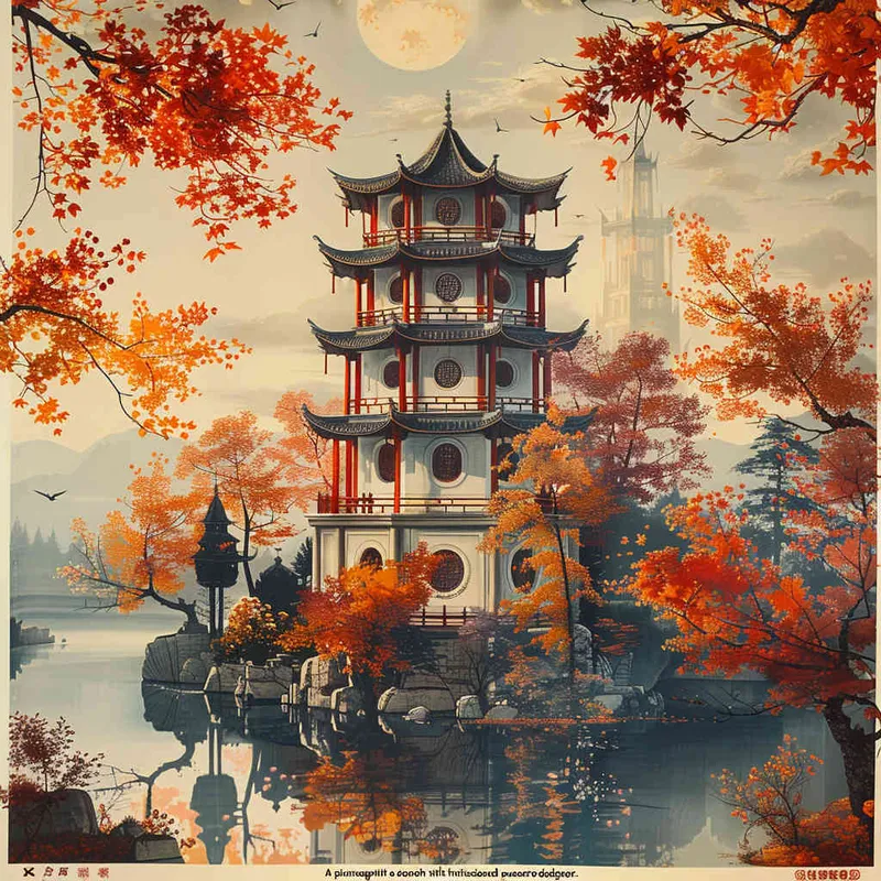 穆夏风格的插画海报，中国传统纹样，大师设计 - style3部分