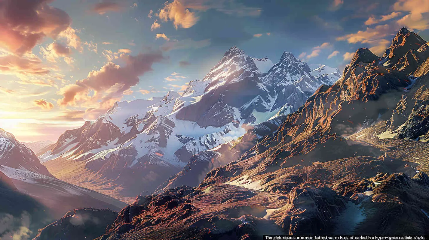 自然山地风光，清晨，越野场景，暖色调，自然光照，超写实 - style1部分