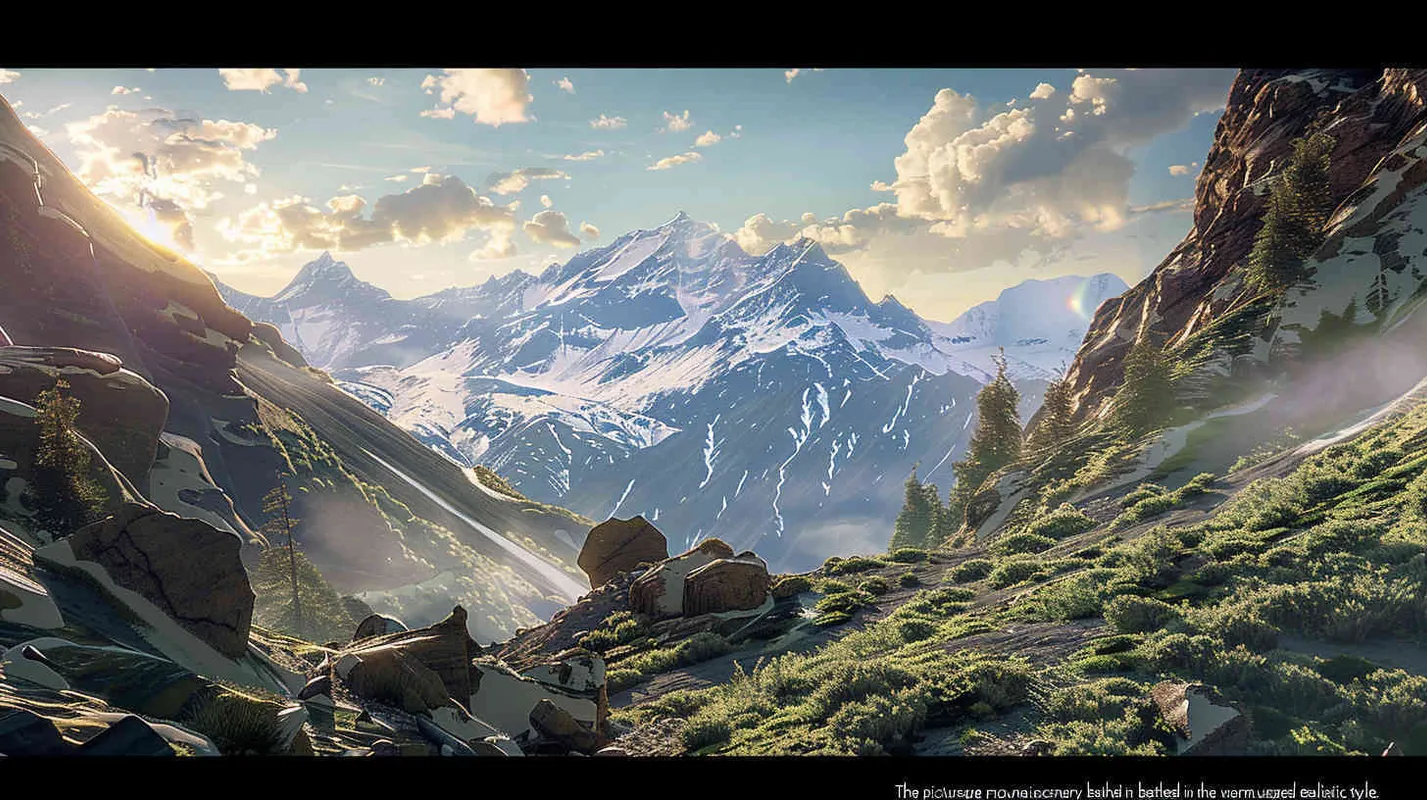 自然山地风光，清晨，越野场景，暖色调，自然光照，超写实 - style3部分