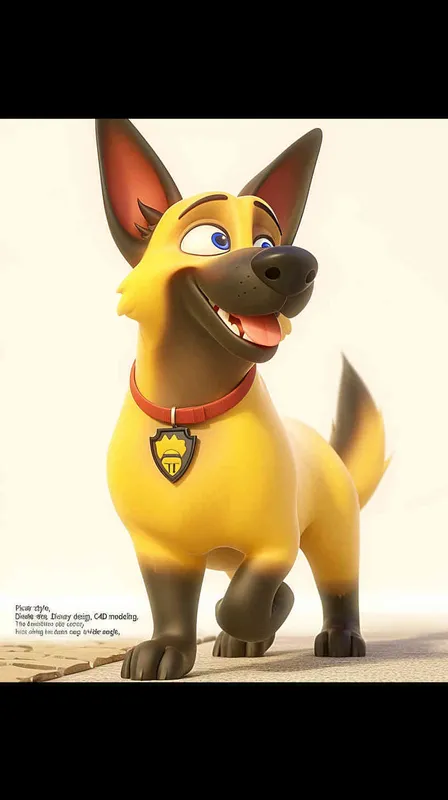 Pixar style, Disney Style, 3D design, C4D modeling,  The delivery dog walks down the street carrying his delivery bag，Style: Cartoon, lighting: bright and colorful, camera: wide-angle, resolution: 4K, aspect ratio: 16:9, chaos: 50 - style2部分