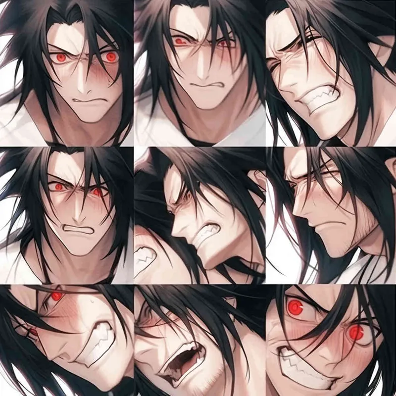 Nine postures and expressions, happy, angry, sad, crying, cute, looking forward, disappointed, surprised, speechless, shy, a Q-version ancient costume boy, wearing a light yellow Taoist robe, red cuffs, long hair half tied, red headband, long hair shawl, eight shaped bangs, white background, DeI stijil, chibi style, sharp illustrations, bold lines and solid colors, simple details, minimalism, line art, sticker art, - s750 niji 5 - style4部分