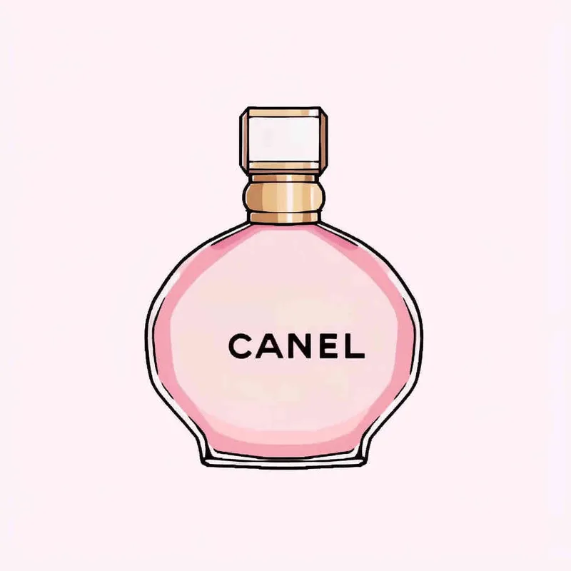 16- bits pixel art , Chanel pink perfume，pink circular bottle body, white square bottle cap，there is black Chanel text on the bottle body， round perfume bottle,  white background, large canvas format ， pixel grid style - style4部分