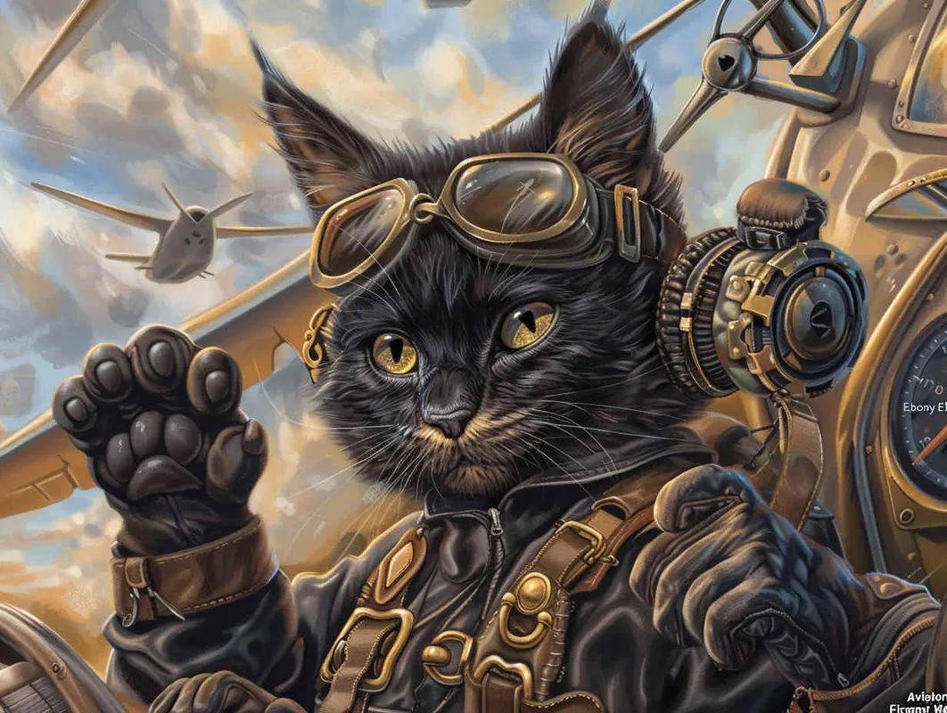 Pilot, Black Cat, Sky, Fighter - style2部分