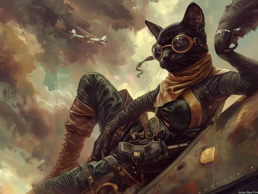 Pilot, Black Cat, Sky, Fighter - style3部分