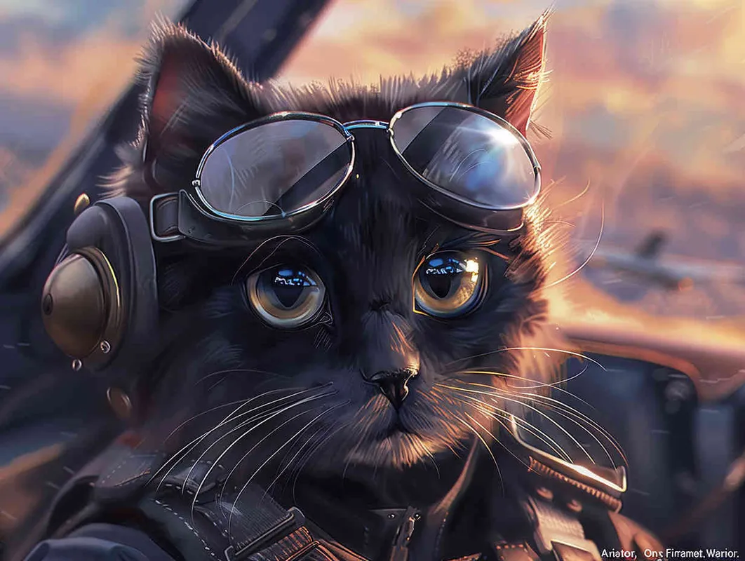 Pilot, Black Cat, Sky, Fighter - style4部分