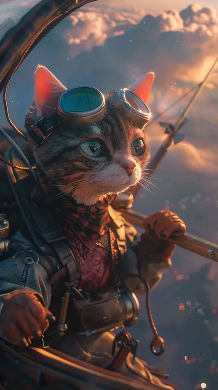 可爱的猫,在未来的世界,飞行员,背景科幻
- AI绘画作品展示 | Midjourney中文版生成