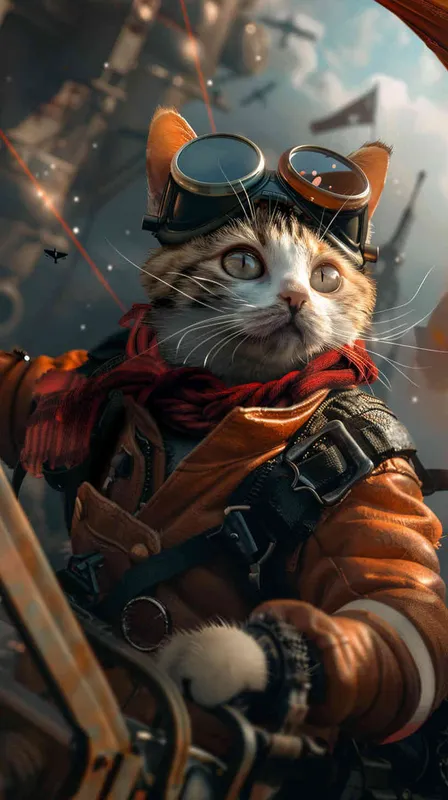 可爱的猫,在未来的世界,飞行员,背景科幻
- AI绘画作品展示 | Midjourney中文版生成