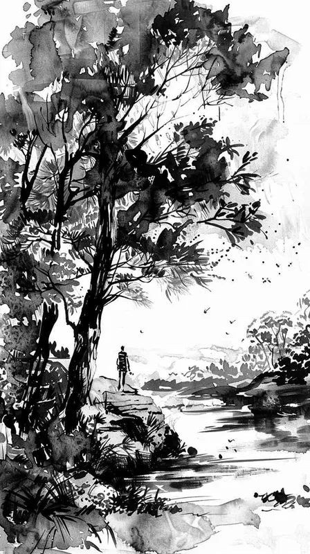 水墨风格插画 - style4部分