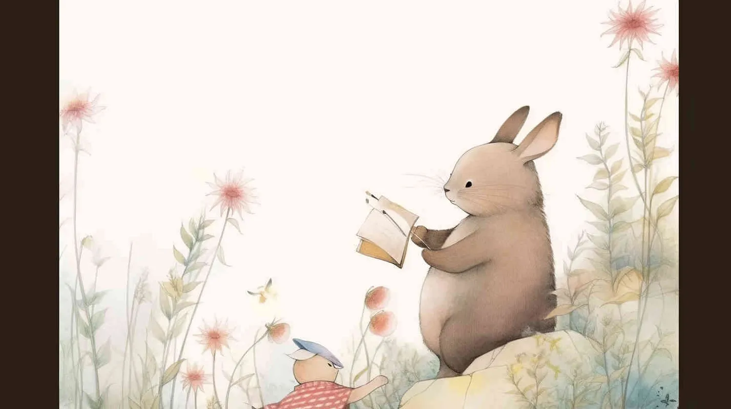 the rabbit stood up and greeted the girl， in the mountains full of flowers, flat ink and wash style, colored pencil style , hand drawn style , with brush strokes , black strokes , graffiti , hand - drawn , watercolor , crayon , very thick lines ,  random strokes ,8k，super high details , HDsmooth , by Jon Burgerman -- niji 5- s 180- style expressive - style2部分