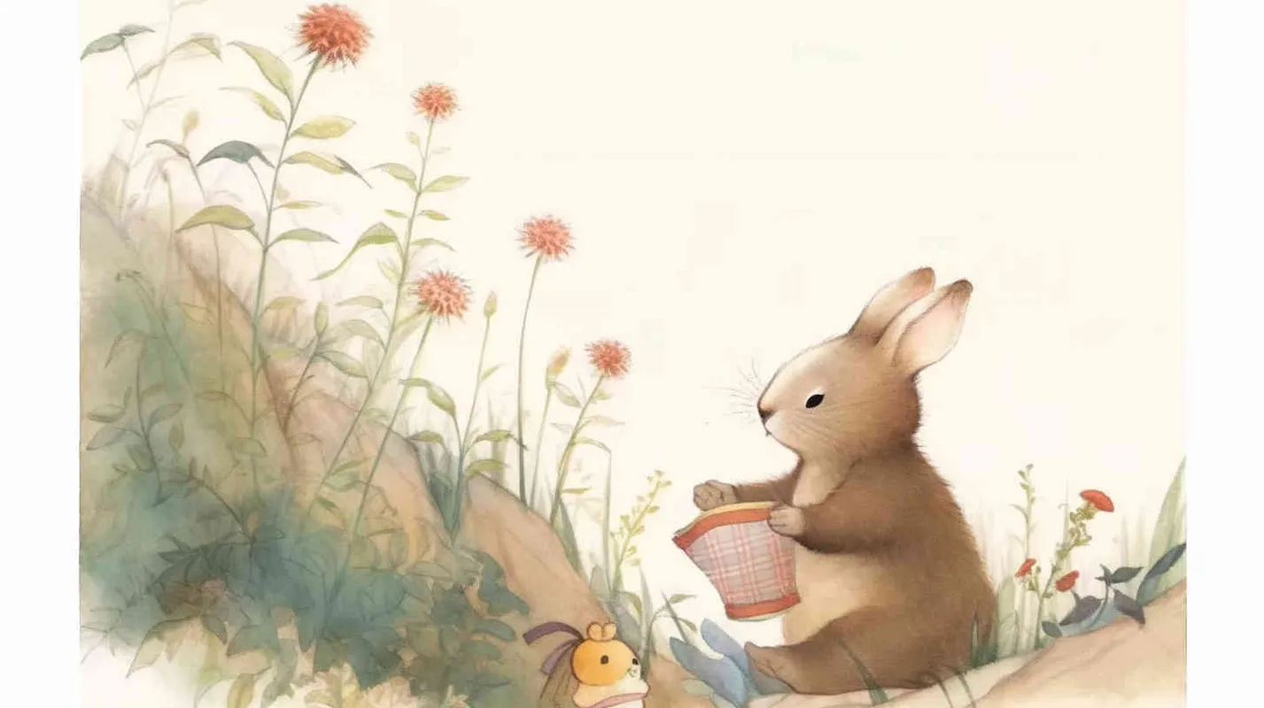 the rabbit stood up and greeted the girl， in the mountains full of flowers, flat ink and wash style, colored pencil style , hand drawn style , with brush strokes , black strokes , graffiti , hand - drawn , watercolor , crayon , very thick lines ,  random strokes ,8k，super high details , HDsmooth , by Jon Burgerman -- niji 5- s 180- style expressive - style3部分