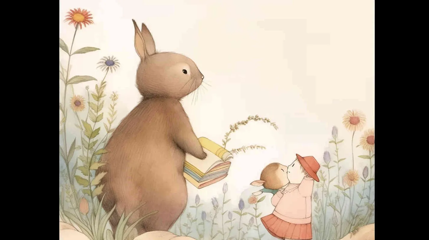the rabbit stood up and greeted the girl， in the mountains full of flowers, flat ink and wash style, colored pencil style , hand drawn style , with brush strokes , black strokes , graffiti , hand - drawn , watercolor , crayon , very thick lines ,  random strokes ,8k，super high details , HDsmooth , by Jon Burgerman -- niji 5- s 180- style expressive - style4部分
